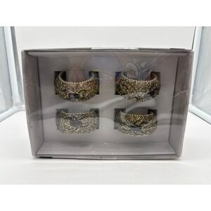 Halloween Haunted Manor Spider Beaded Sparkles  NAPKIN RINGS (4) Table Decor New